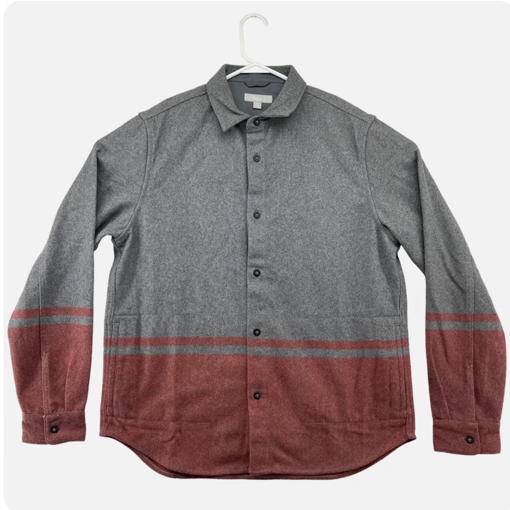 Boden Gray And Red Lightweight Shirt Jacket
